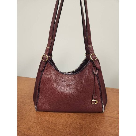 Coach Kristy Burgundy Shoulder Bag With Exotic Embossed Snake Trim. See pictures - Picture 1 of 16